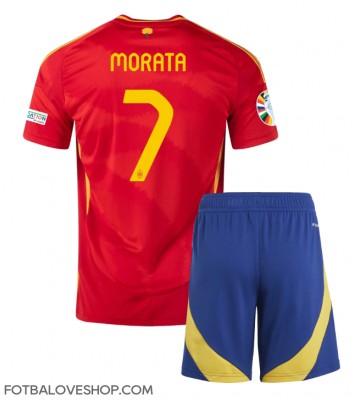 Španělsko Alvaro Morata #7 Dětské Domácí Dres ME 2024 Krátký Rukáv (+ trenýrky)